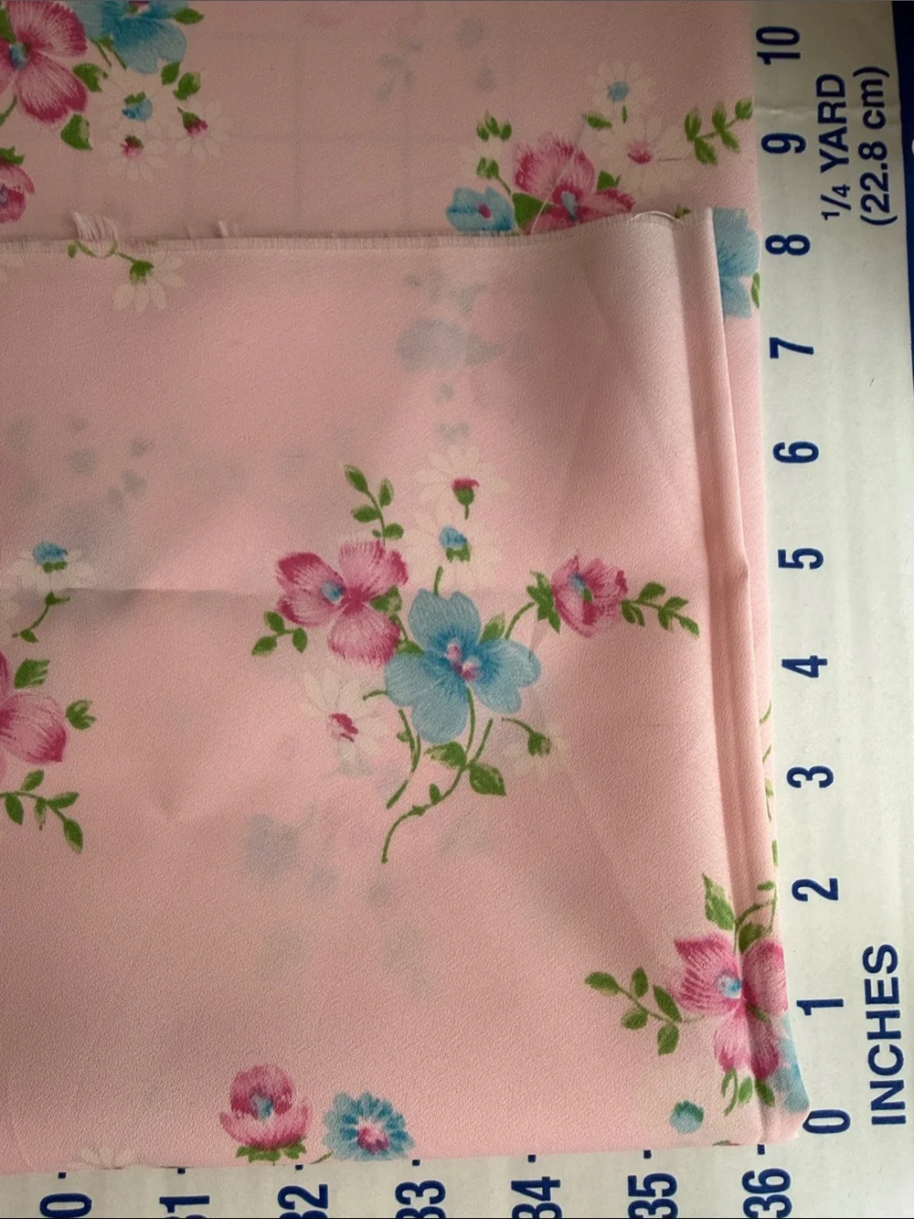Vintage 1970s Gaynor Stafford Pink Floral Fabric 2 Yards x 44” Dress Fabric